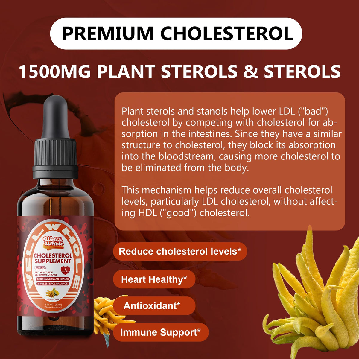 ShopWellWhole Cholesterol Support Drops dropper bottle beside a warm lamp during the evening ritual