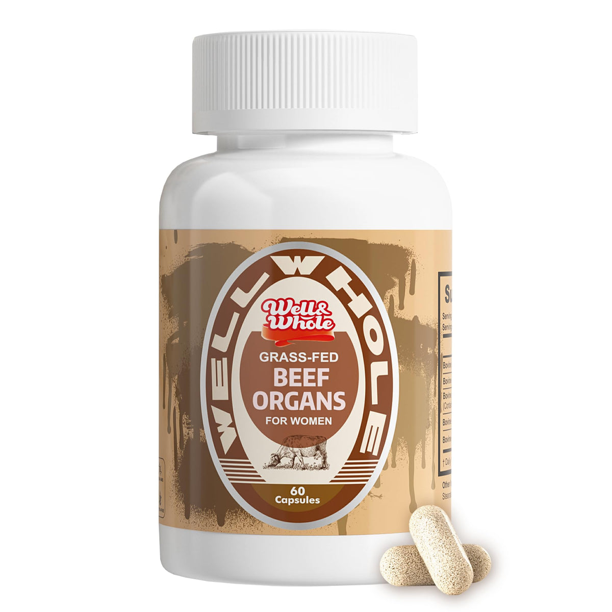 Beef Organ Capsules capsules in a glass jar on a dim evening table, ShopWellWhole night ritual