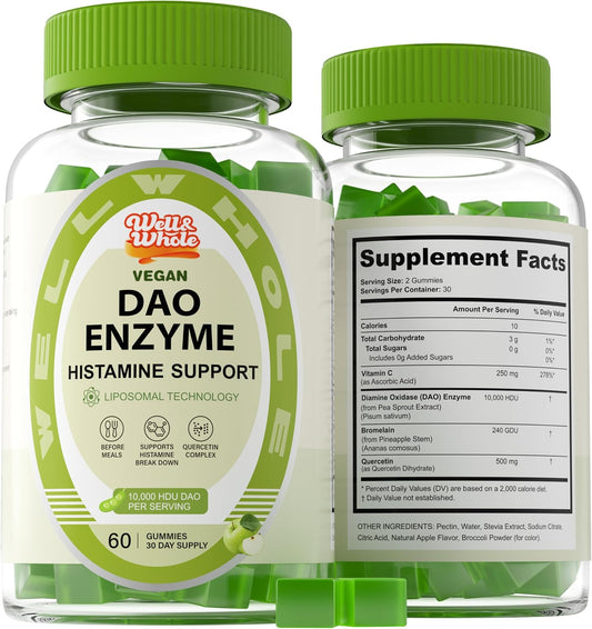 DAO Support gummies in a glass jar on a dim evening table, ShopWellWhole night ritual