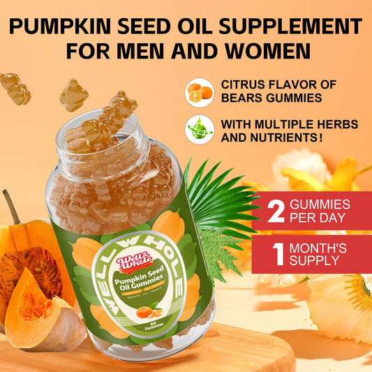 Pumpkin Seed Oil gummies held in one hand before the evening wind-down