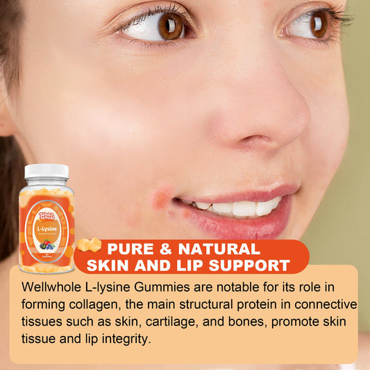 L-Lysine 1000mg gummies held in one hand before the evening wind-down